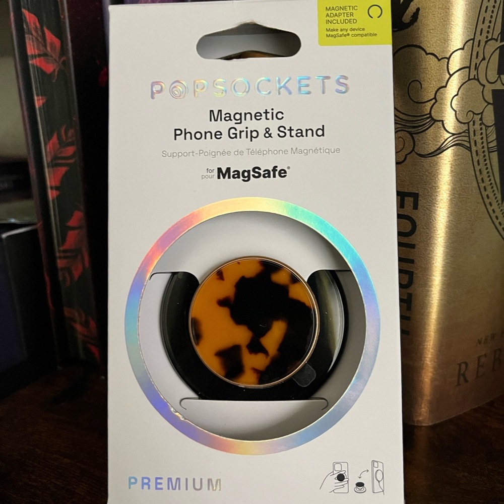 PopSocket Premium Magnetic Phone Grip & Stand for MagSafe Black Tortoise